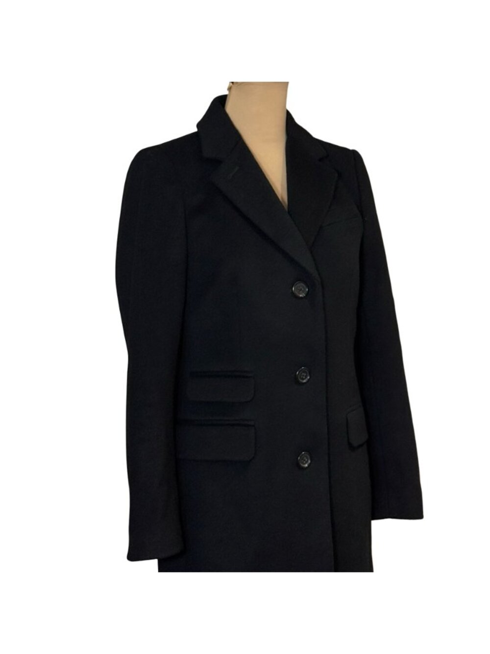 J.Crew Nello Gori Italian Wool Black Pea Coat 2 Thinsulate Minimalist Preppy - Picture 3 of 14